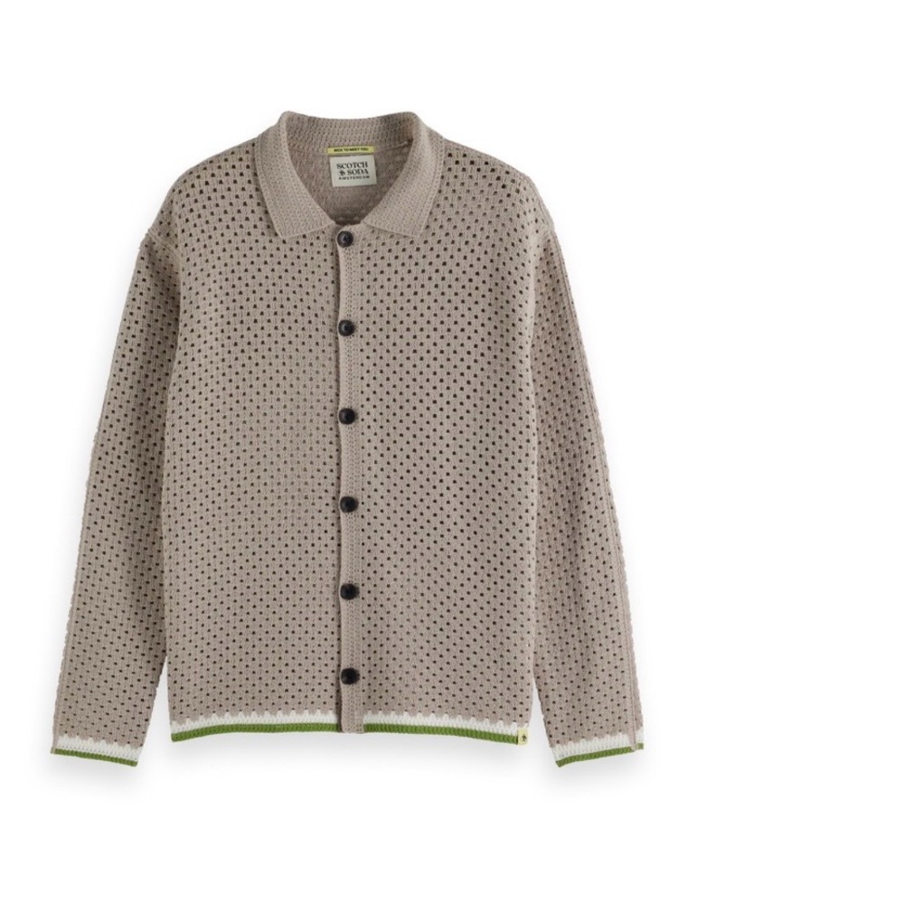 Scotch & Soda Taupe and Green Men's Cardigan